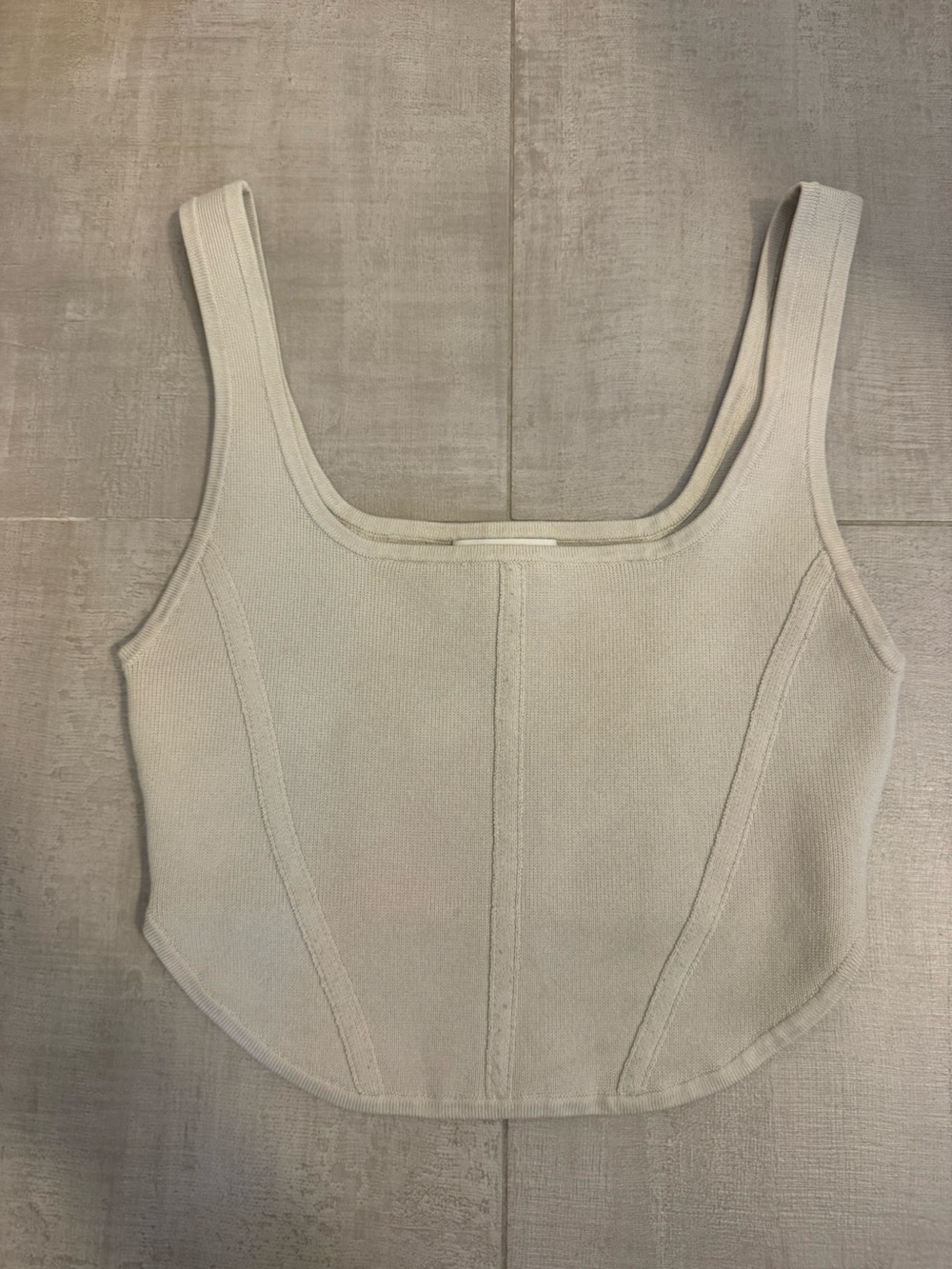 Aritzia Scoop Neck Ribbed Tank in Light Cream